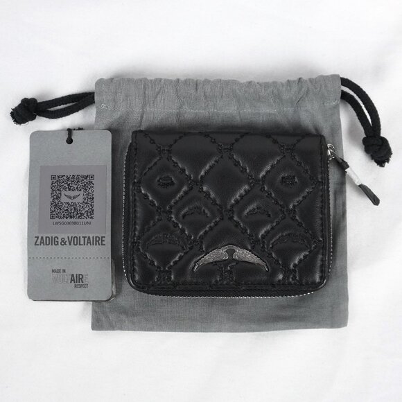 Zadig & Voltaire Mini ZV Vintage Monogram Wallet in Black & Silver (NWT) - Picture 1 of 12